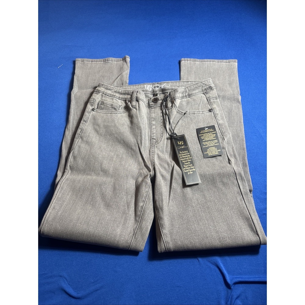 DG2 by Diane Gilman Gray/Glitter Regular Fit Jeans Rn 92309 Size 8T Women New